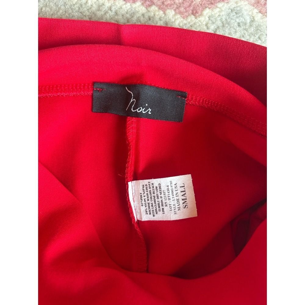 Noir Red Stretch Pencil Midi Skirt Small Pull On Back Slit Made in USA NWT - Picture 3 of 5